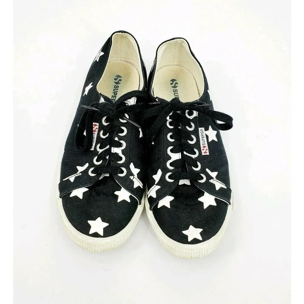 Superga Star Print Canvas Sneakers Casual Walking Shoe 6.5 - Picture 2 of 5